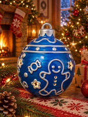 Hand Painted (by me) Light up Porcelain/ Ceramic Christmas Ornament Decor